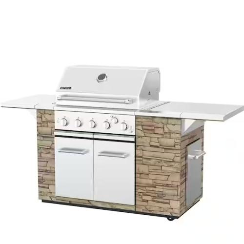 DALLAS LOCATION - AS-IS SPIRE 5-Burner Built-In Propane Gas Stone Island Grill in Terra Rosa