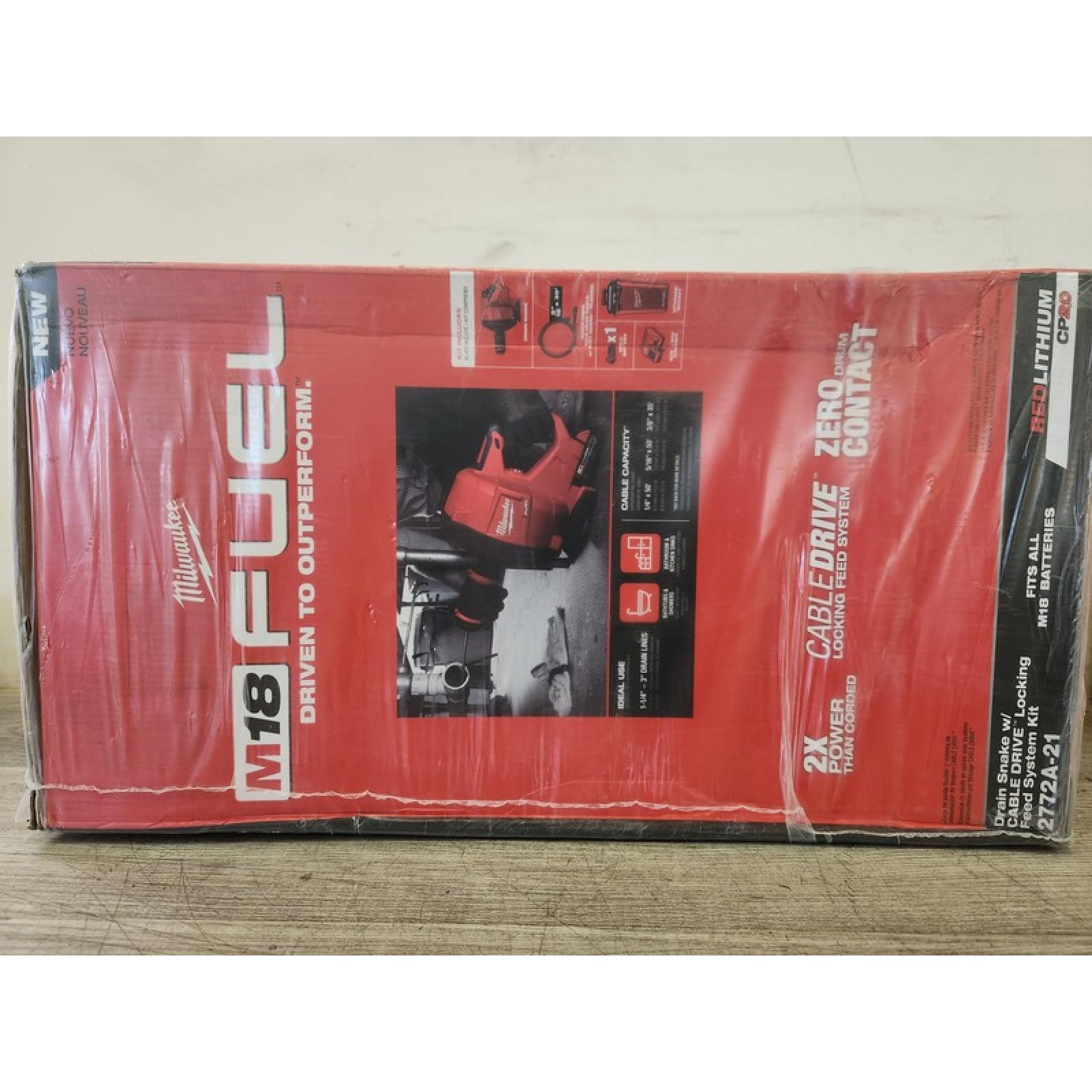 Phoenix NEW Milwaukee M18 FUEL 18-Volt Lithium-Iron Cordless Plumbing Drain Snake Auger Kit with w/ CABLE DRIVE & 5/16 in. x 35 ft. Cable (SEALED)