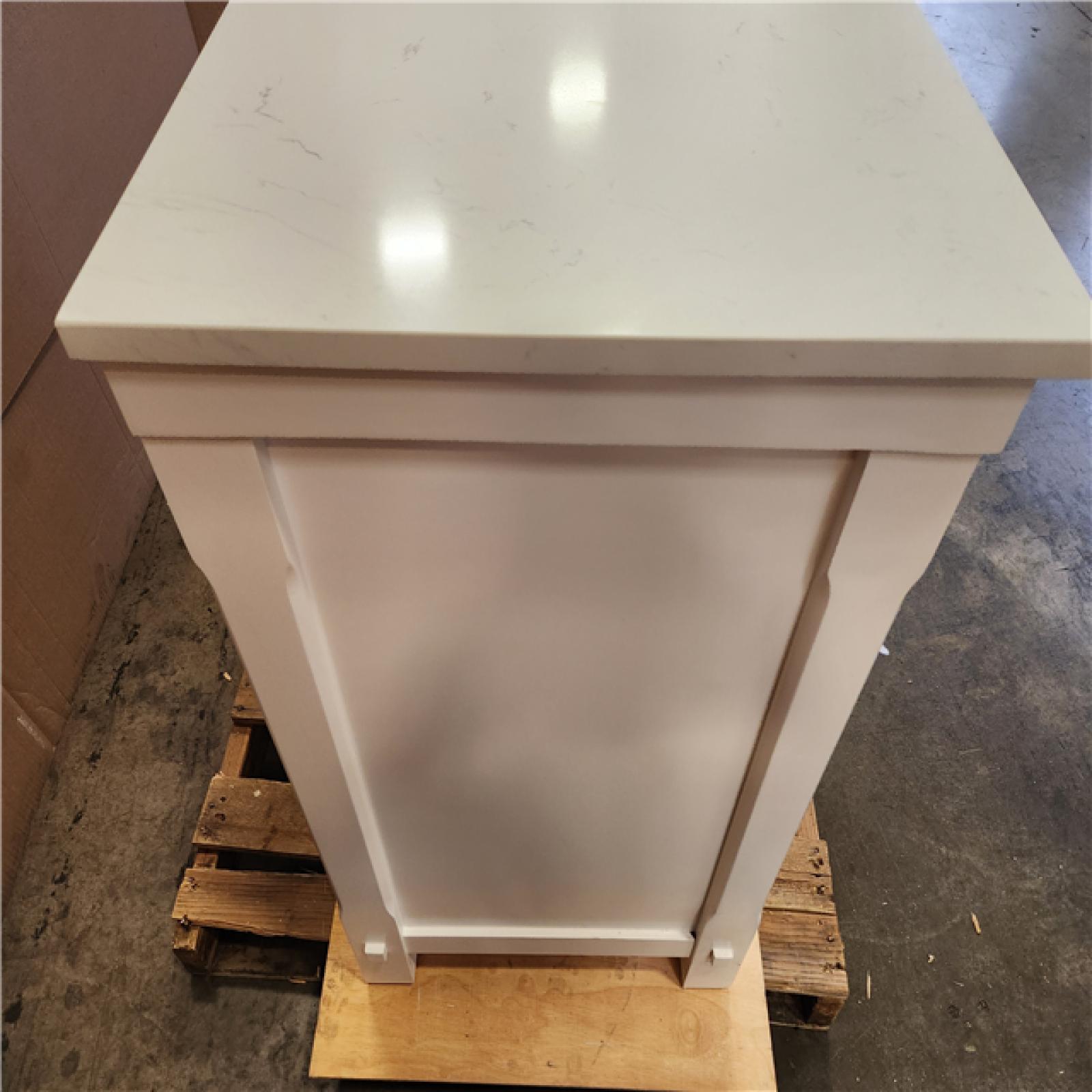Phoenix AS-IS Home Decorators Collection Wellford 49 in. Single Sink Freestanding White Bath Vanity with White Engineered Stone Top (Assembled) (Damaged TOP)