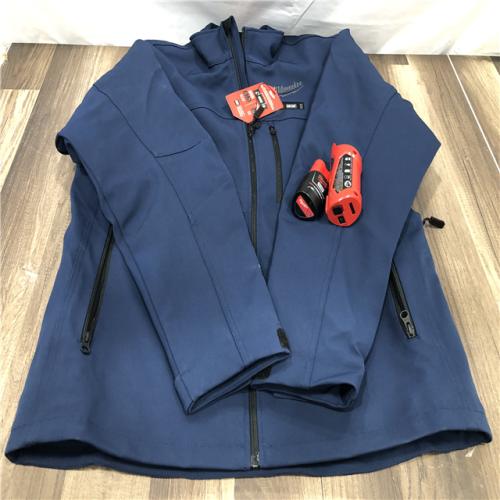 AS-IS Milwaukee Men's Large M12 12-Volt Lithium-Ion Cordless Tough Shell Navy Blue Heated Jacket with