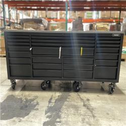 DALLAS LOCATION- AS-IS HUSKY Heavy Duty 96 in. W x 24 in. D Matte Black Mobile Workbench Cabinet w Stainless Steel Top