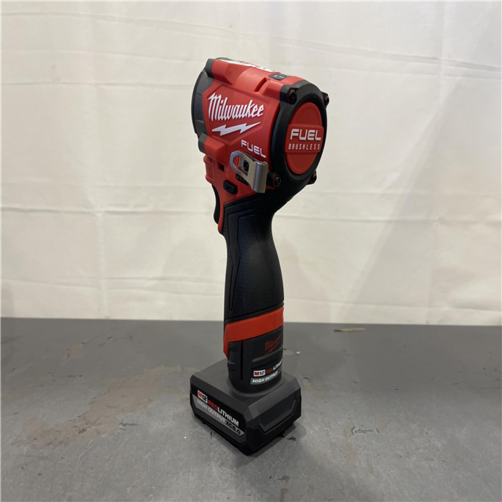 AS-IS - Milwaukee M12 FUEL 12V Li-Ion Brushless Cordless Stubby 3/8 in. Impact Wrench Kit
