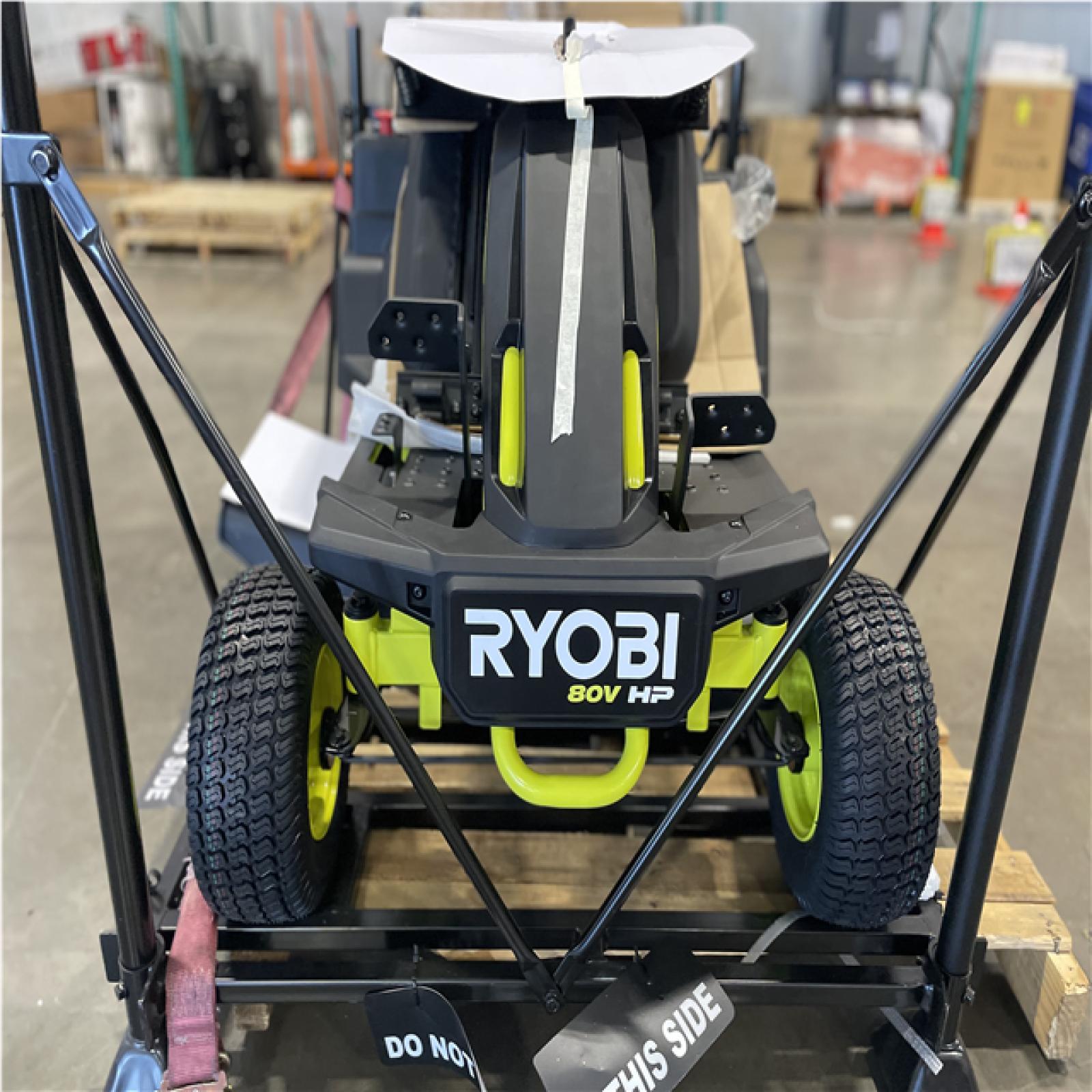 DALLAS LOCATION- RYOBI R1 80V HP Brushless Lithium Battery Cordless Electric 30 in. Riding Lawn Mower with 14 Ah Battery and Charger