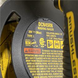 AS-IS DEWALT 20V MAX Lithium-Ion 15-Degree Electric Cordless Roofing Nailer Kit