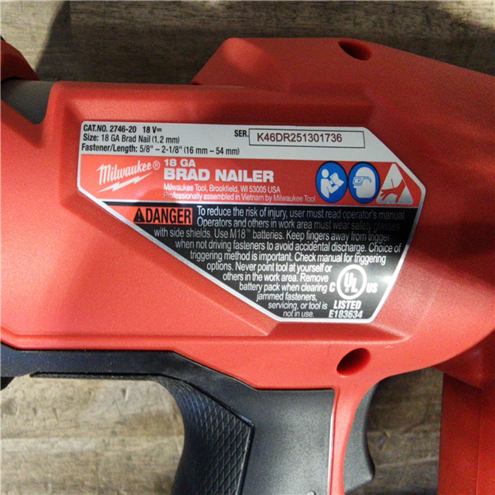 HOUSTON LOCATION - AS-IS (APPEARS LIKE NEW) Milwaukee M18 FUEL 18 Gauge Brad Nailer (TOOL ONLY)