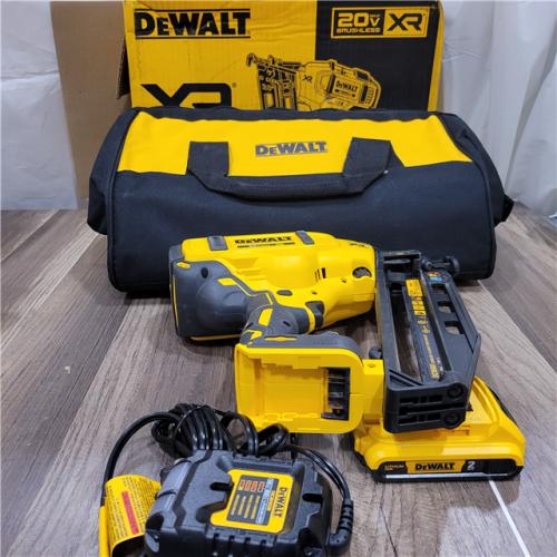 AS-IS  DeWalt  20V 16 Gauge Cordless Angled Finish Nailer Kit W/ 1 Ah Battery