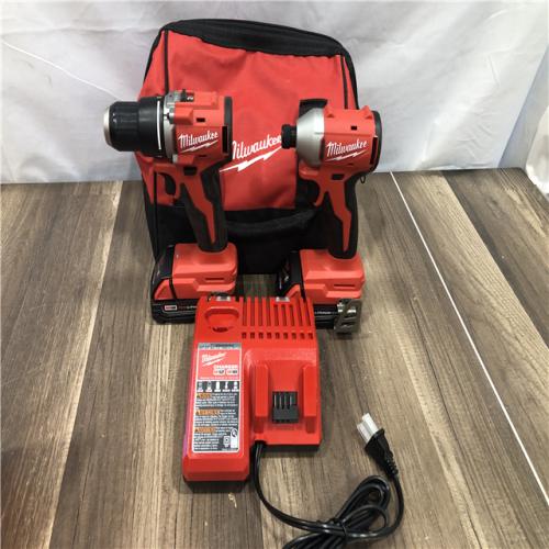 AS-IS Milwaukee M18 18V Lithium-Ion Brushless Cordless Compact Drill/Impact Combo Kit