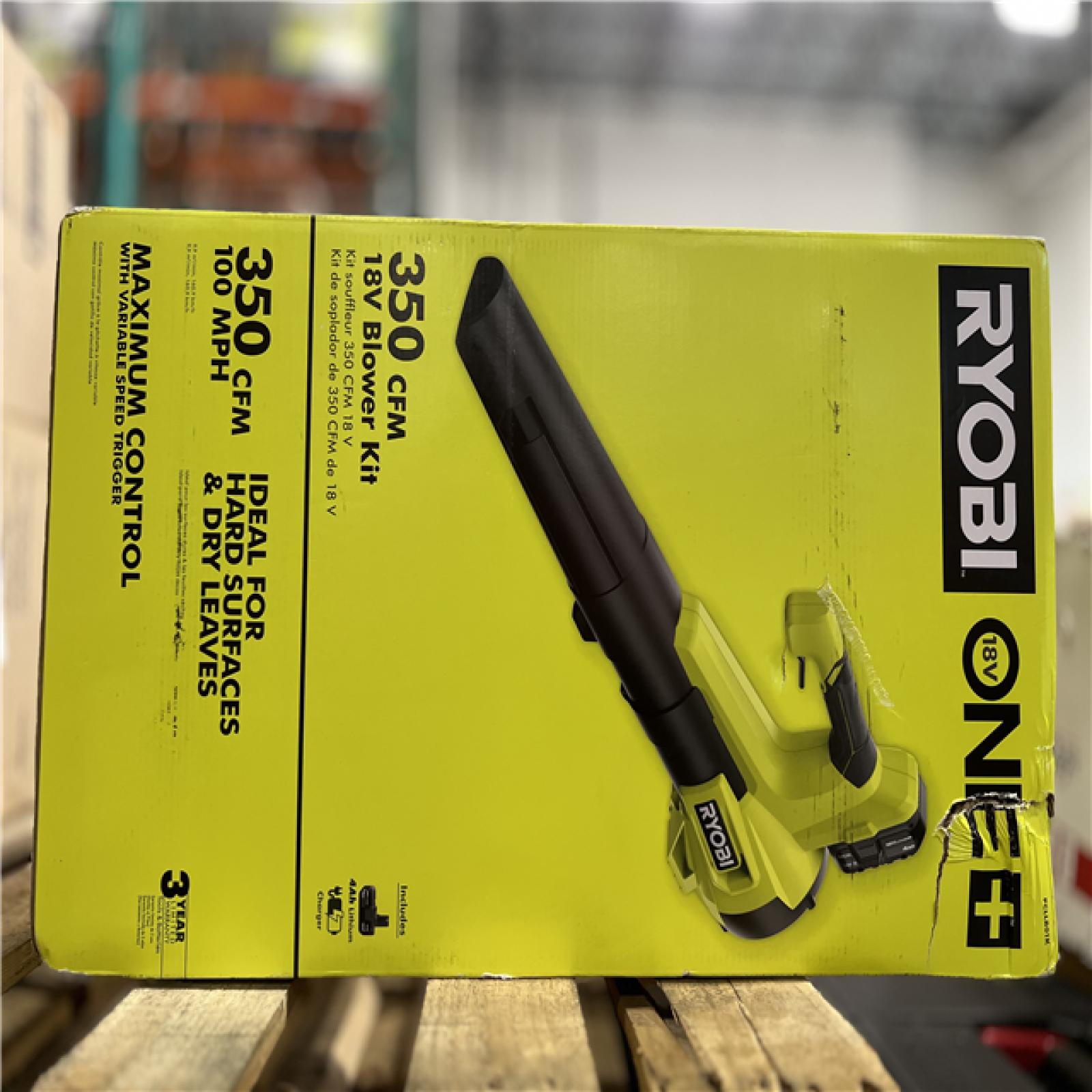 NEW! - RYOBI ONE+ 18V 100 MPH 350 CFM Cordless Battery Variable Speed Jet Fan Leaf Blower with 4.0 Ah Battery and Charger