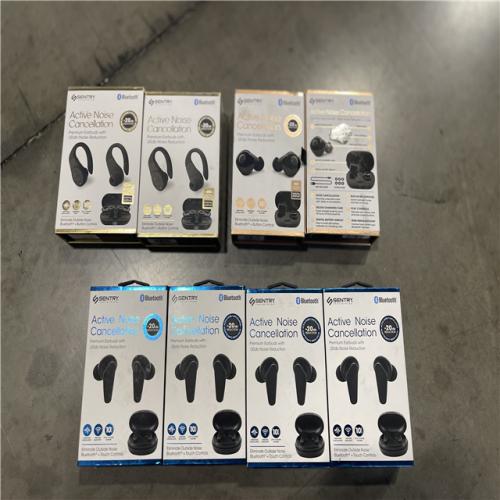 DALLAS LOCATION - NEW SENTRY INDUSTRIES MIXED WIRELESS EARBUDS (LOT OF 8)