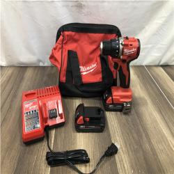 AS-IS Milwaukee M18 18V Lithium-Ion Brushless Cordless 1/2 in. Compact Drill/Driver Kit