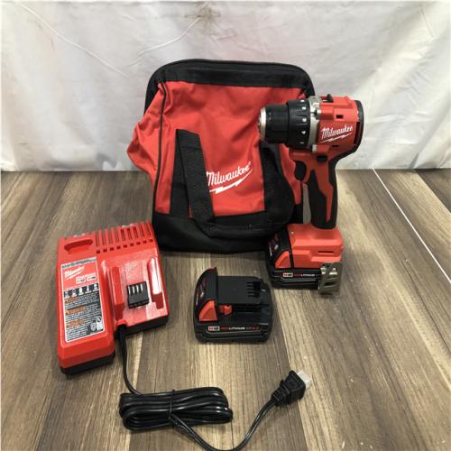 AS-IS Milwaukee M18 18V Lithium-Ion Brushless Cordless 1/2 in. Compact Drill/Driver Kit