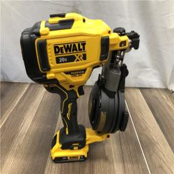 AS-IS DEWALT 20V MAX Lithium-Ion 15-Degree Electric Cordless Roofing Nailer Kit