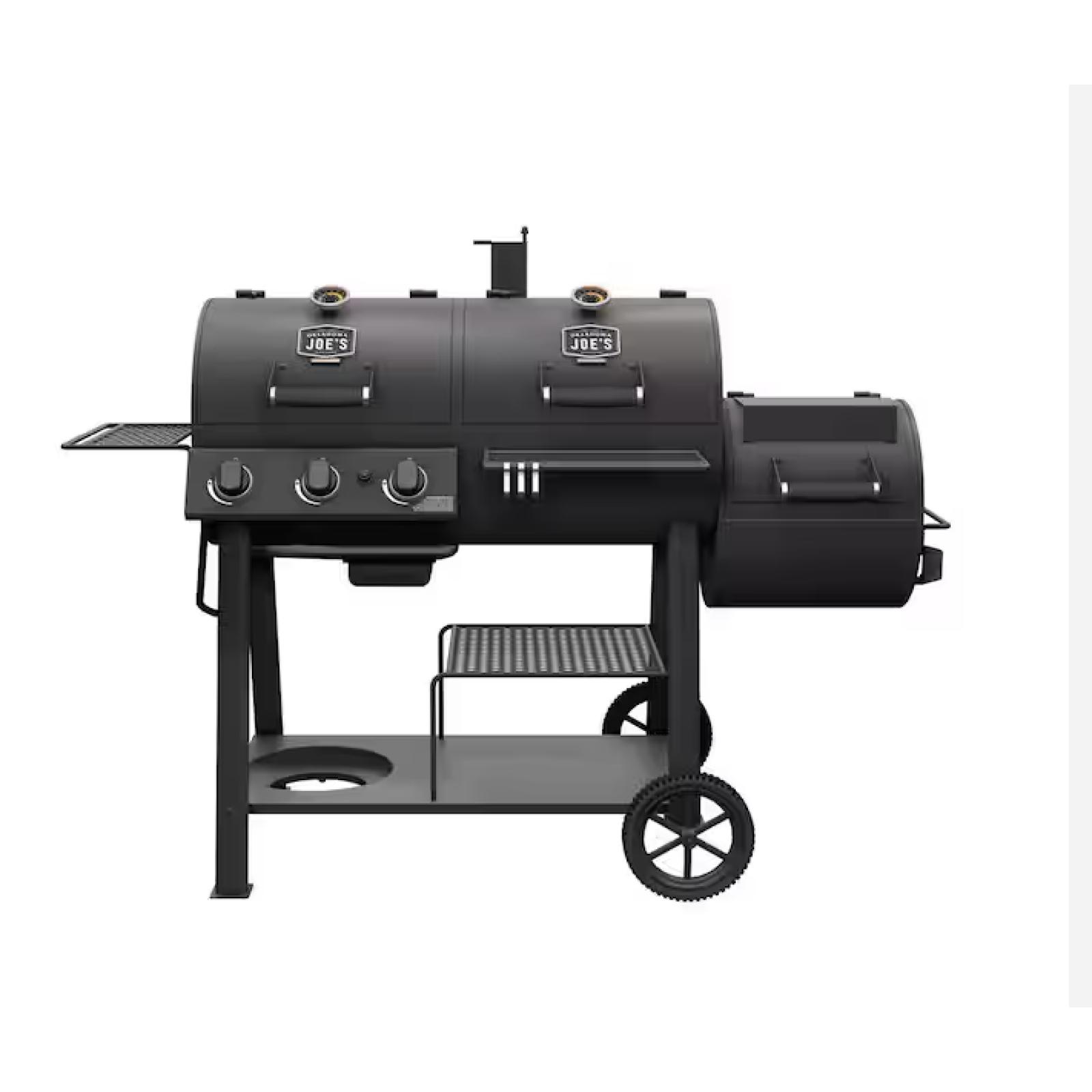 DALLAS LOCATION - OKLAHOMA JOE'S 3-Burner Canyon Combo Charcoal and Gas Smoker and Grill in Black