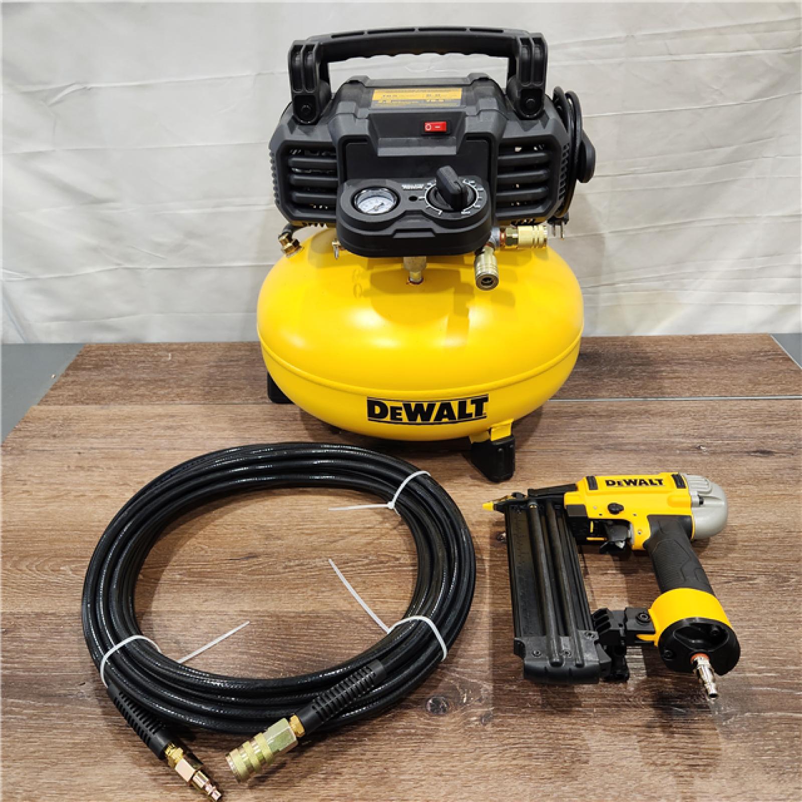 AS-IS DEWALT 6 Gal. Heavy-Duty Pancake Electric Air Compressor and 18-Gauge Brad Nailer Combo Kit