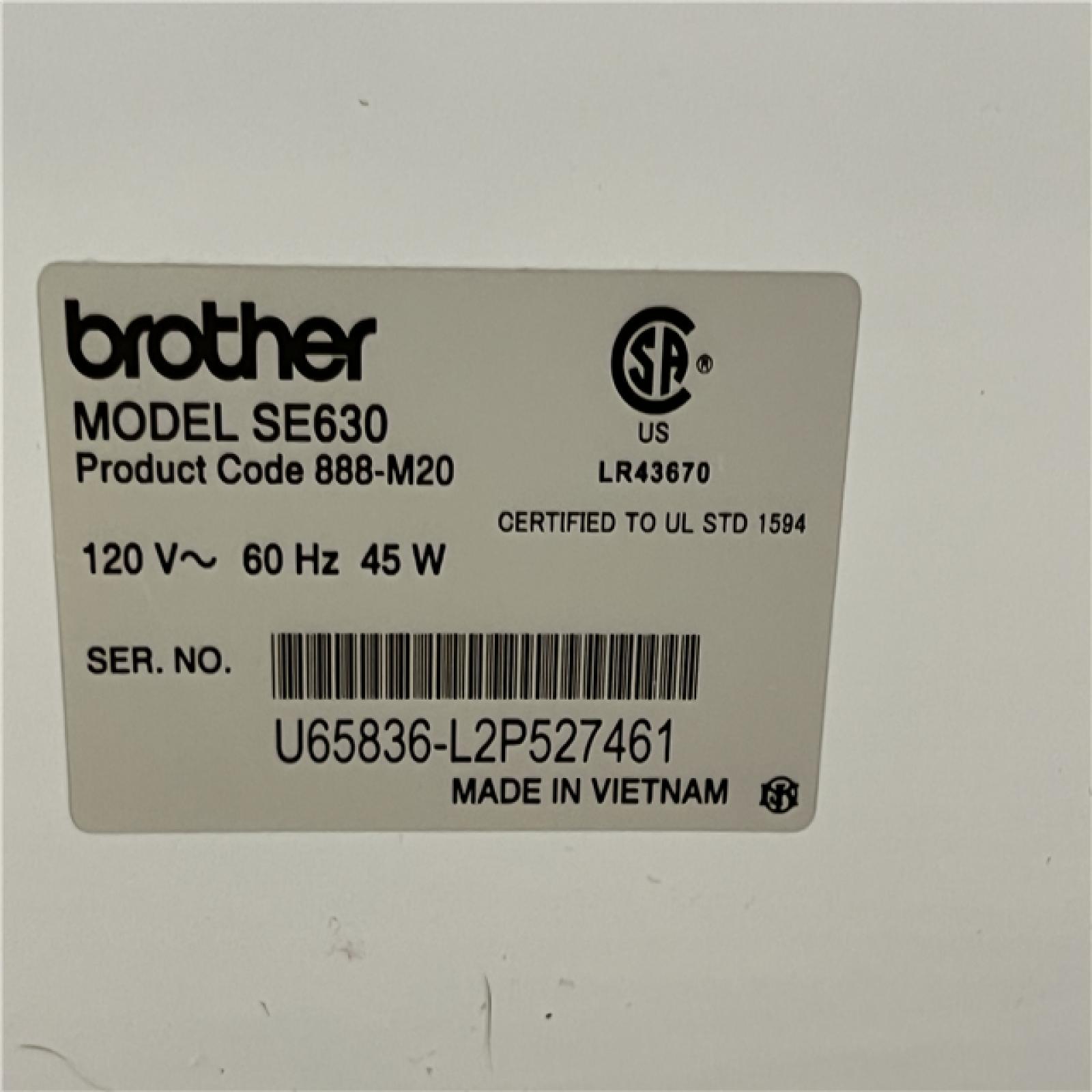 AS-IS Brother SE630 Sewing and Embroidery Machine