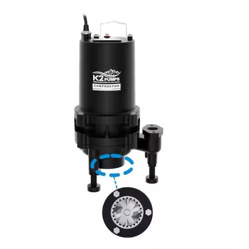 DALLAS LOCATION - K2 Contractor Series 2 HP Cast Iron Submersible Grinder/Sewage Pump