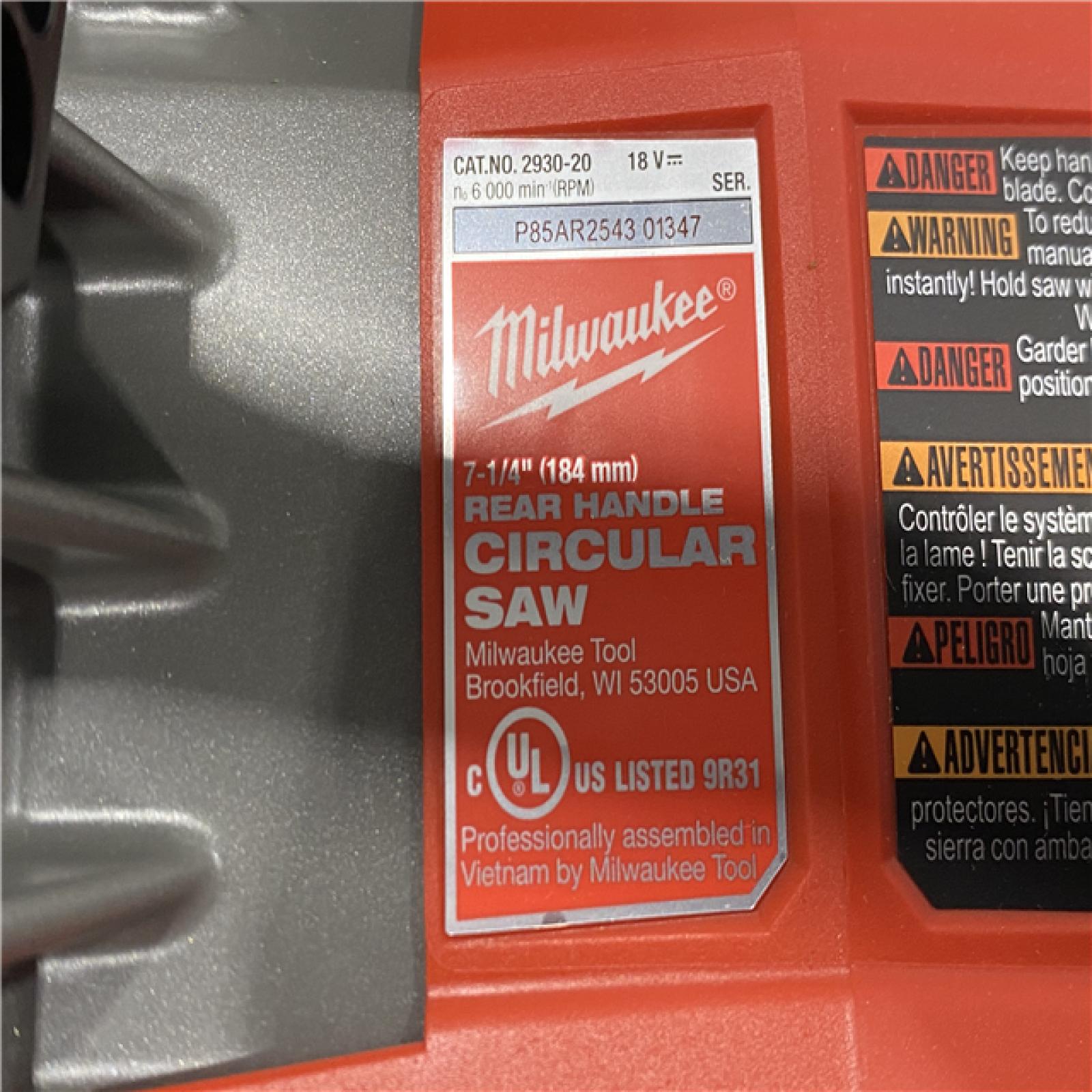 AS-IS Milwaukee FUEL 18V Lithium-Ion Cordless 7-1/4 in. Rear Handle Circular Saw (Tool-Only)