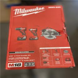 NEW! - Milwaukee Tool M18 18V Li-Ion Brushless Cordless Hammer Drill, Impact Driver, and Circ Saw Combo Kit