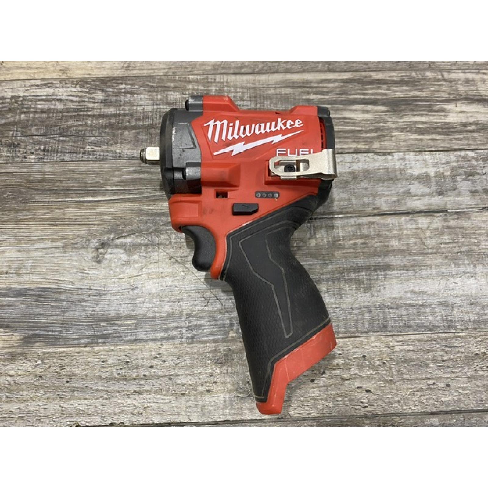 AS-IS Milwaukee FUEL 12V Lithium-Ion Brushless Cordless Stubby 3/8 in. Impact Wrench (Tool-Only)