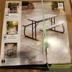 Phoenix Location Lifetime 58 in. Bronze Sand Rectangle Steel Frame Picnic Table in Storm Dust Rough Cut Color, Folding Pallet (5-Total)