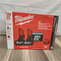 NEW- Milwaukee M12 12V Lithium-Ion XC High Output 5.0 Ah Battery Pack (2-Pack) Starter Kit with Charger
