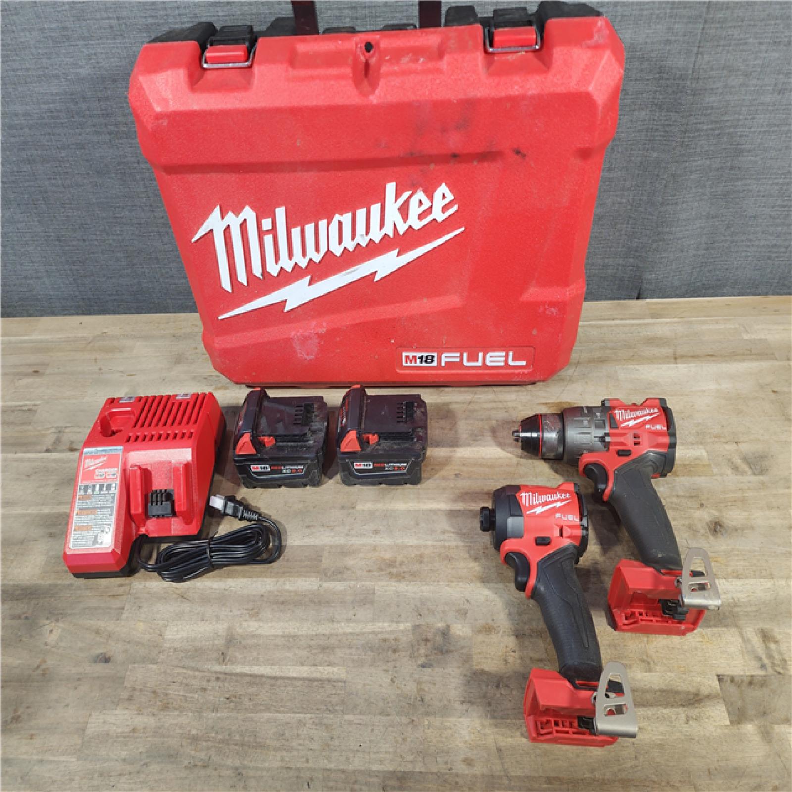 HOUSTON LOCATION - AS-IS MILWAUKEE FUEL 18V Lithium-Ion Brushless Cordless Hammer Drill and Impact Driver Combo Kit (2-Tool) with 2 Batteries
