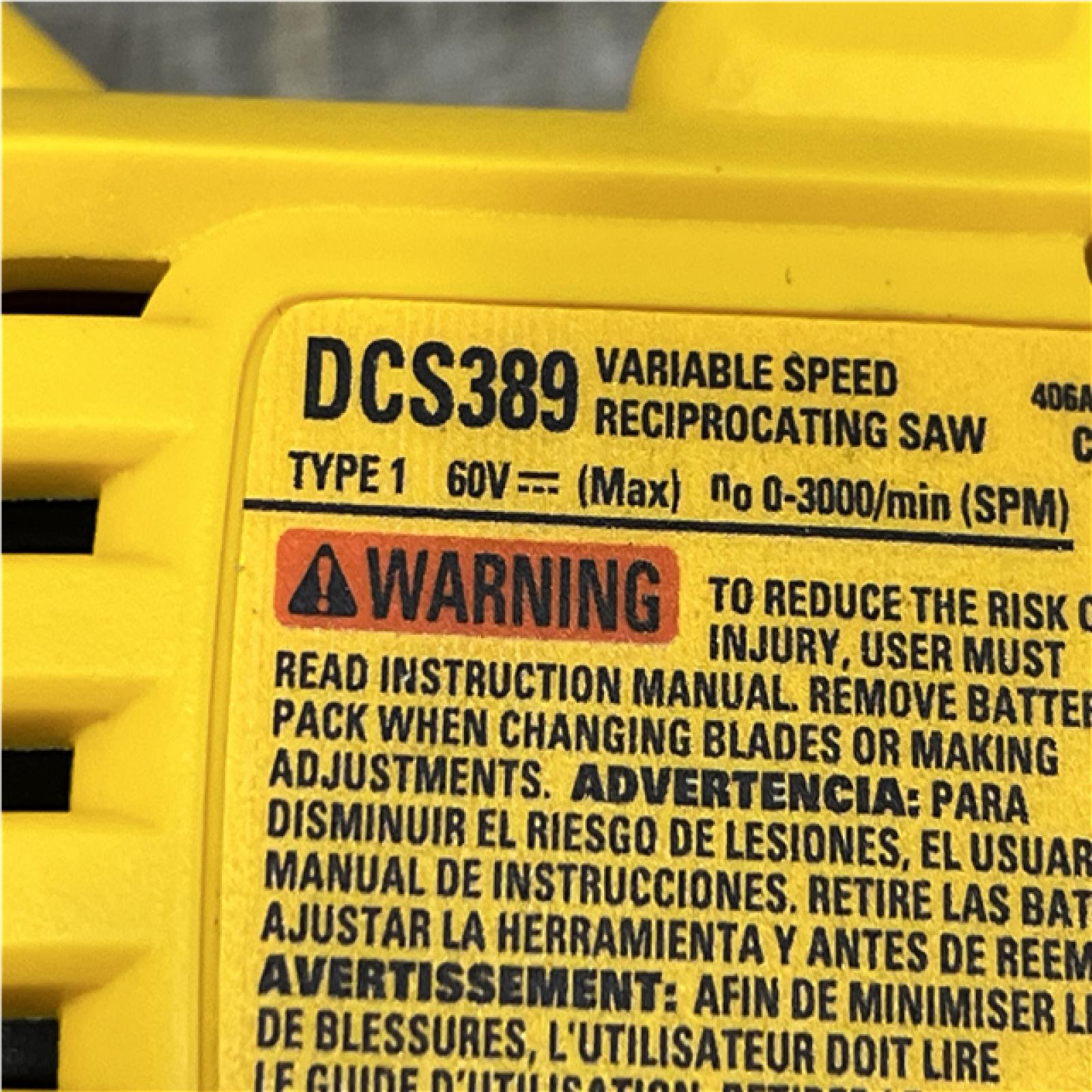 AS-IS DEWALT FLEXVOLT 60V MAX Cordless Brushless Reciprocating Saw (Tool Only)