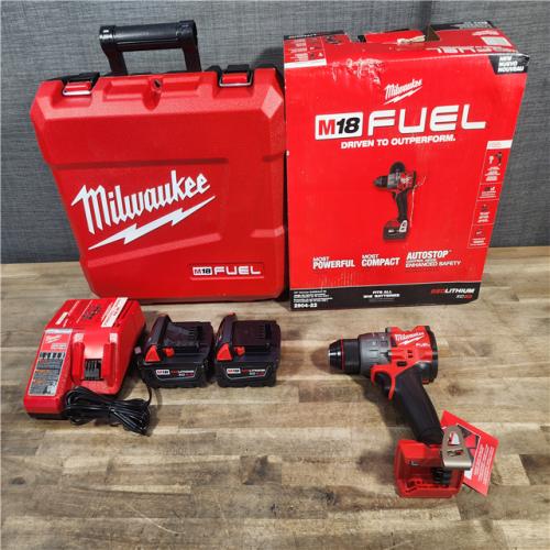 HOUSTON LOCATION - AS-IS (APPEARS LIKE NEW) Milwaukee 2904-22 Hammer Drill Driver Kit with Batteries  Charger & Tool Case  Red