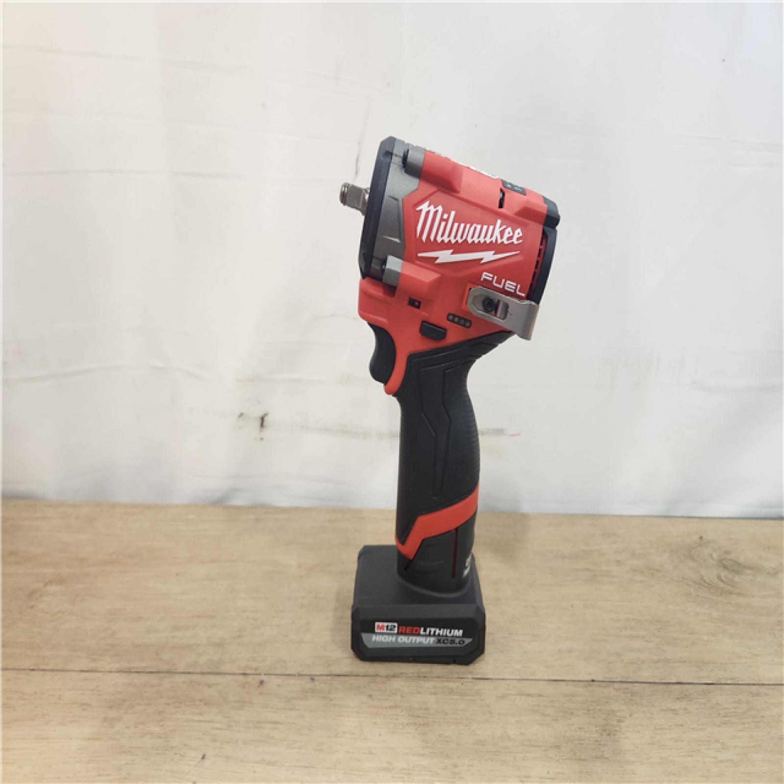 AS-IS- Milwaukee FUEL 12V Li-Ion Brushless Cordless Stubby 3/8 in. Impact Wrench Kit