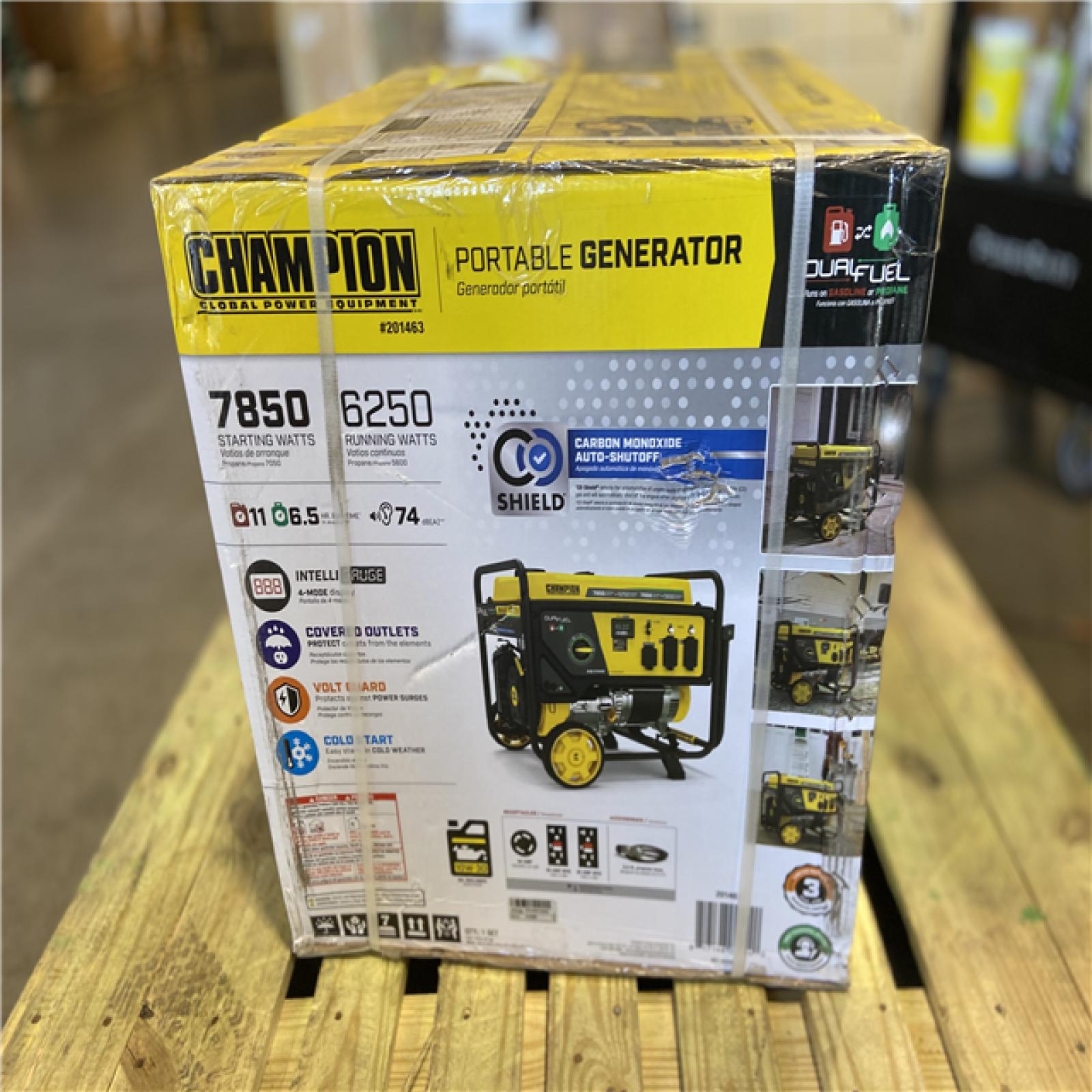 DALLAS LOCATION - Champion Power Equipment 7850/6250-Watt Recoil Start Gasoline and Propane Powered Dual Fuel Portable Generator with CO Shield