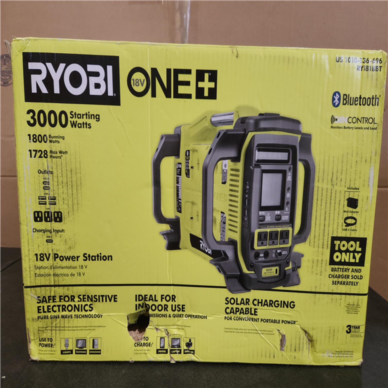 Phoenix NEW RYOBI 18V ONE+ 1800-Watt Portable Battery Inverter Power Station/8-Port Charger (Tool Only)