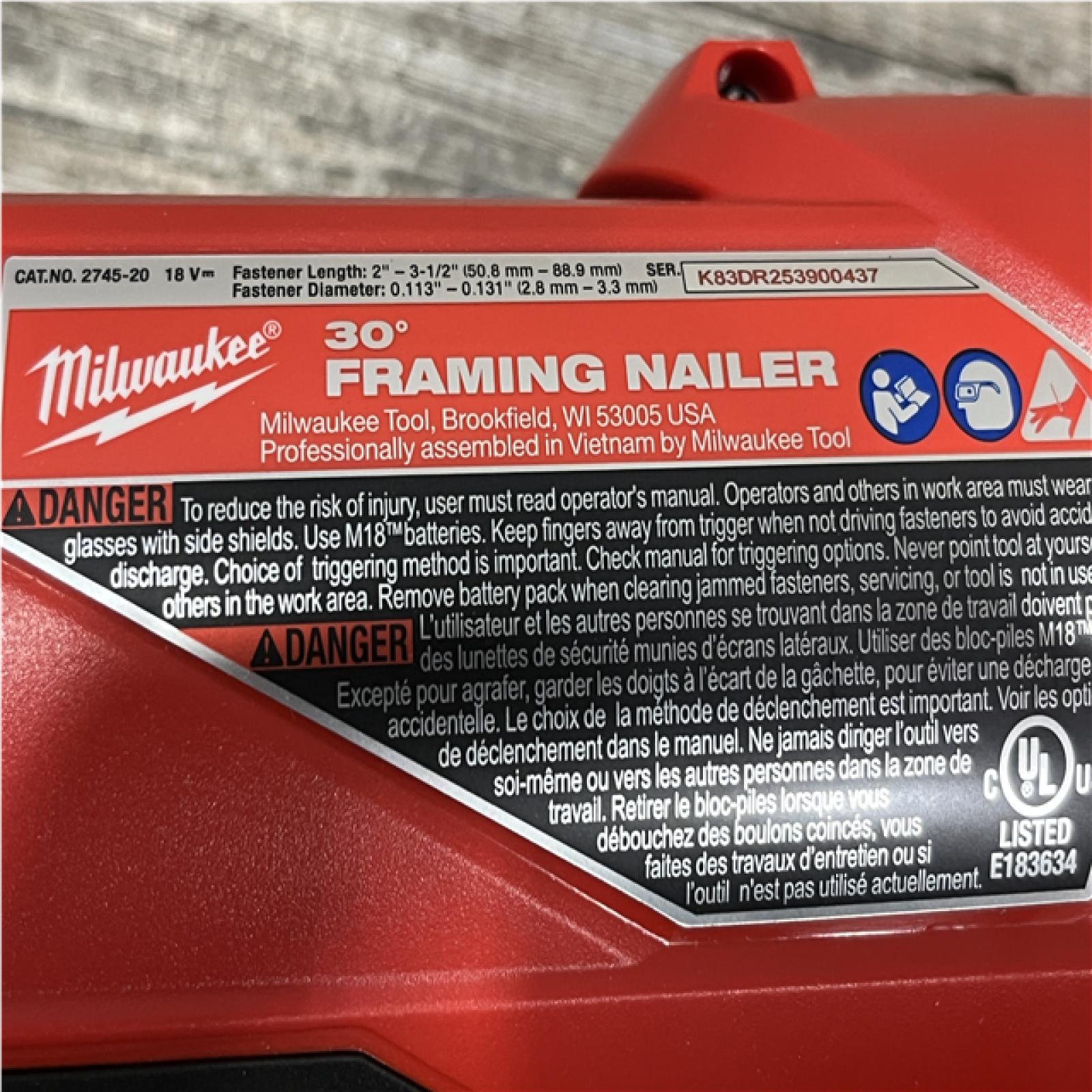 AS-IS - Milwaukee FUEL 3-1/2 in. 18-Volt 30-Degree Lithium-Ion Brushless Cordless Framing Nailer (Tool-Only)