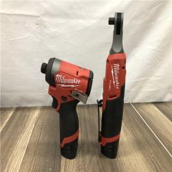 AS-IS Milwaukee FUEL 12V Lithium-Ion Cordless 3/8 in. Ratchet and 1/4 in. Impact Driver Kit