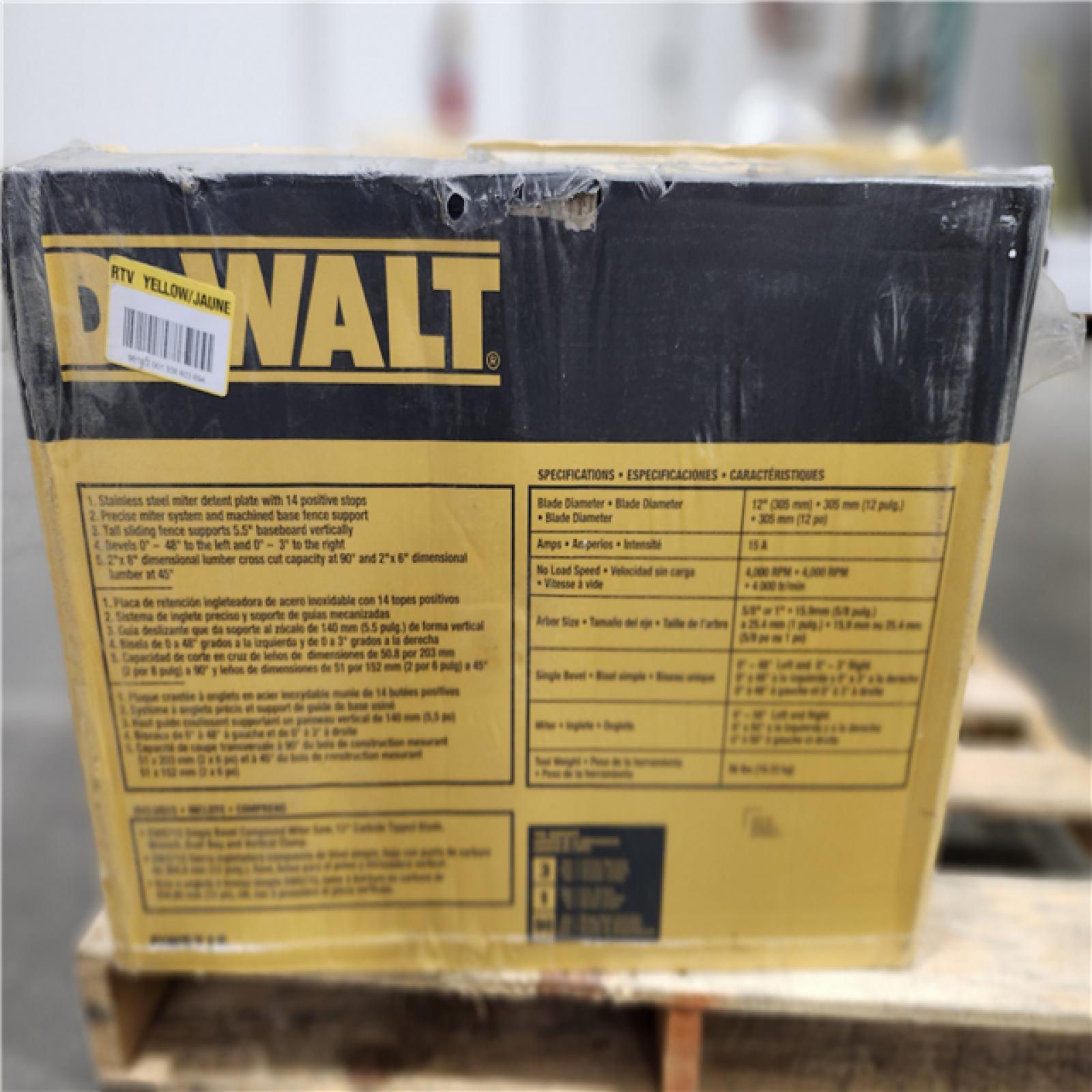 NEW- DeWalt 15 Amp Corded 12 in. Single Bevel Compound Miter Saw