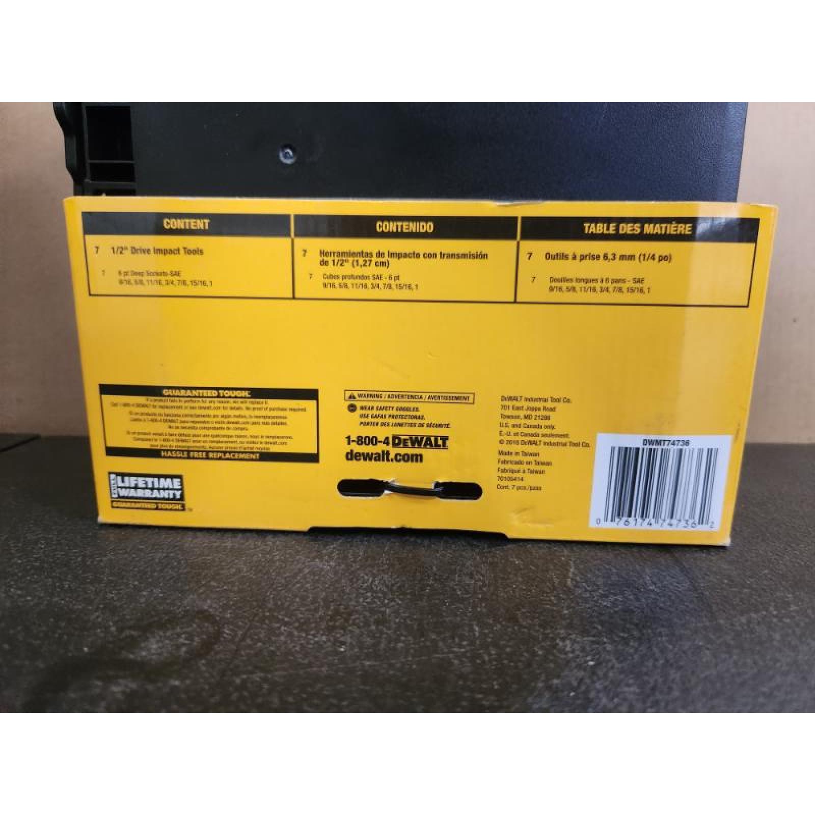 Phoenix NEW DEWALT 1/2 in. Drive SAE Deep Impact Socket Set (7-Piece)