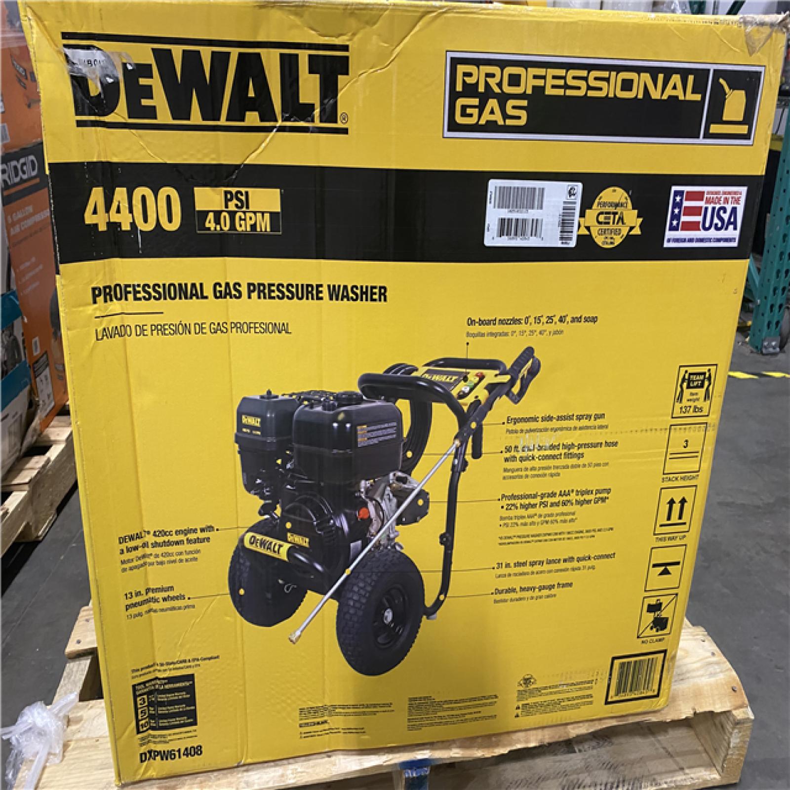 Dallas Location - As-Is DEWALT 4400 PSI 4.0 GPM Gas Pressure Washer