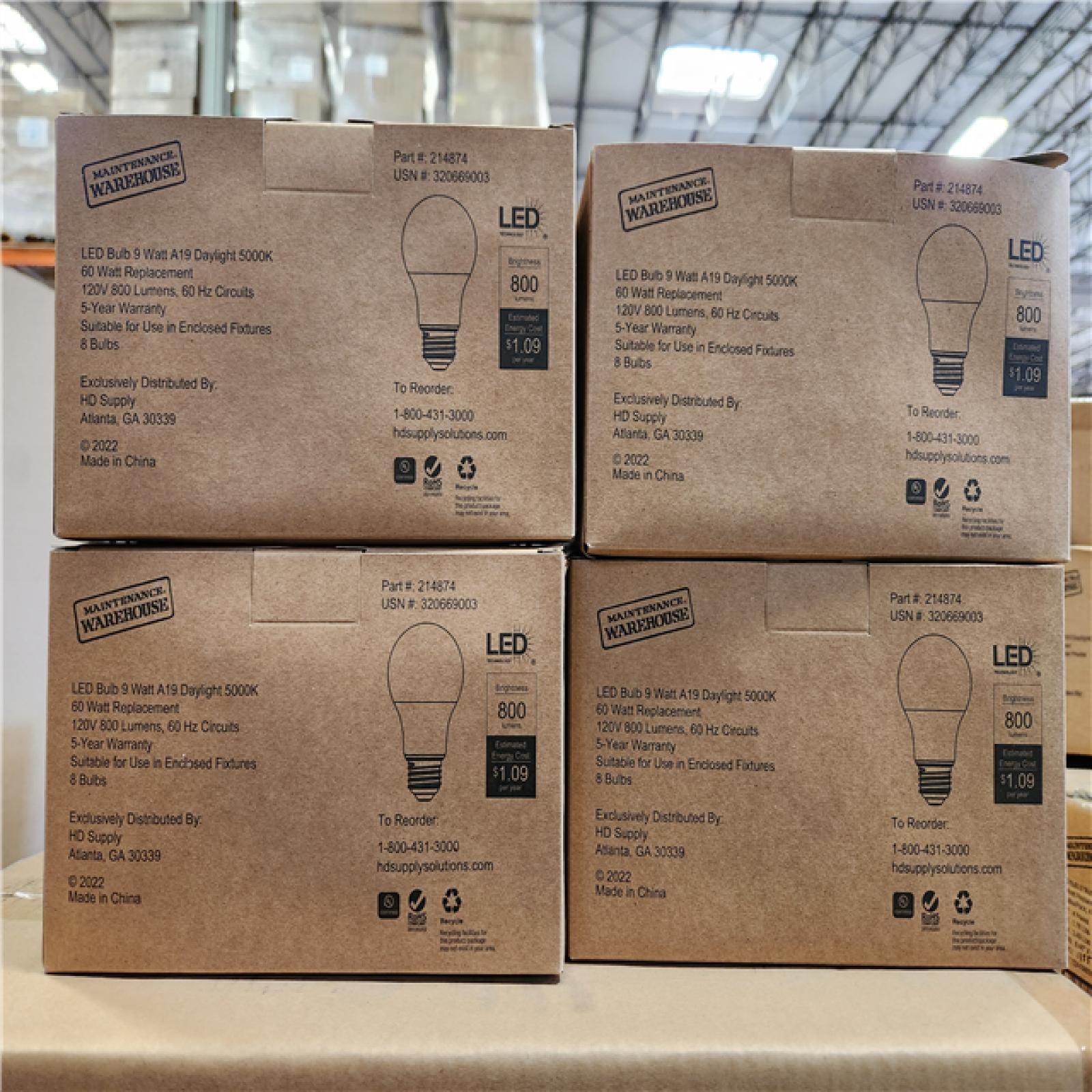 Phoenix Location NEW LED Bulb A19 5000K, 60 Watt Replacement 120V 840 Lumens 8 Bulbs/Pack (108 Packs)