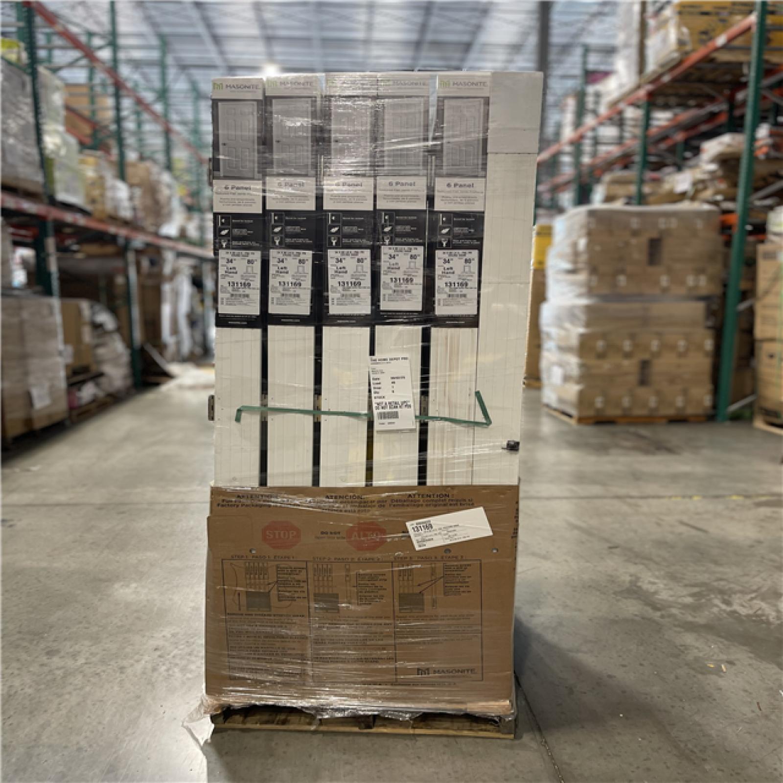 DALLAS LOCATION - Masonite 34 In. X 80 In. X 4-9/16 In. Primed 6-Panel Single Prehung Interior Door Left Hand Flat Jamb PALLET-(6 UNITS)