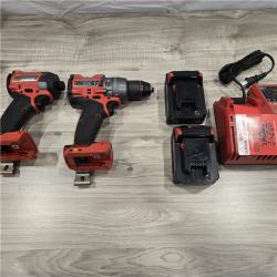 AS-IS MILWAUKEE FUEL 18V Lithium-Ion Brushless Cordless Hammer Drill and Impact Driver Combo Kit (2-Tool) with 2 Batteries