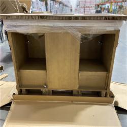 DALLAS LOCATION - Home Decorators Collection Aberdeen 60 in. Double Sink Antique Oak Bath Vanity with Carrara Marble Top (Assembled)