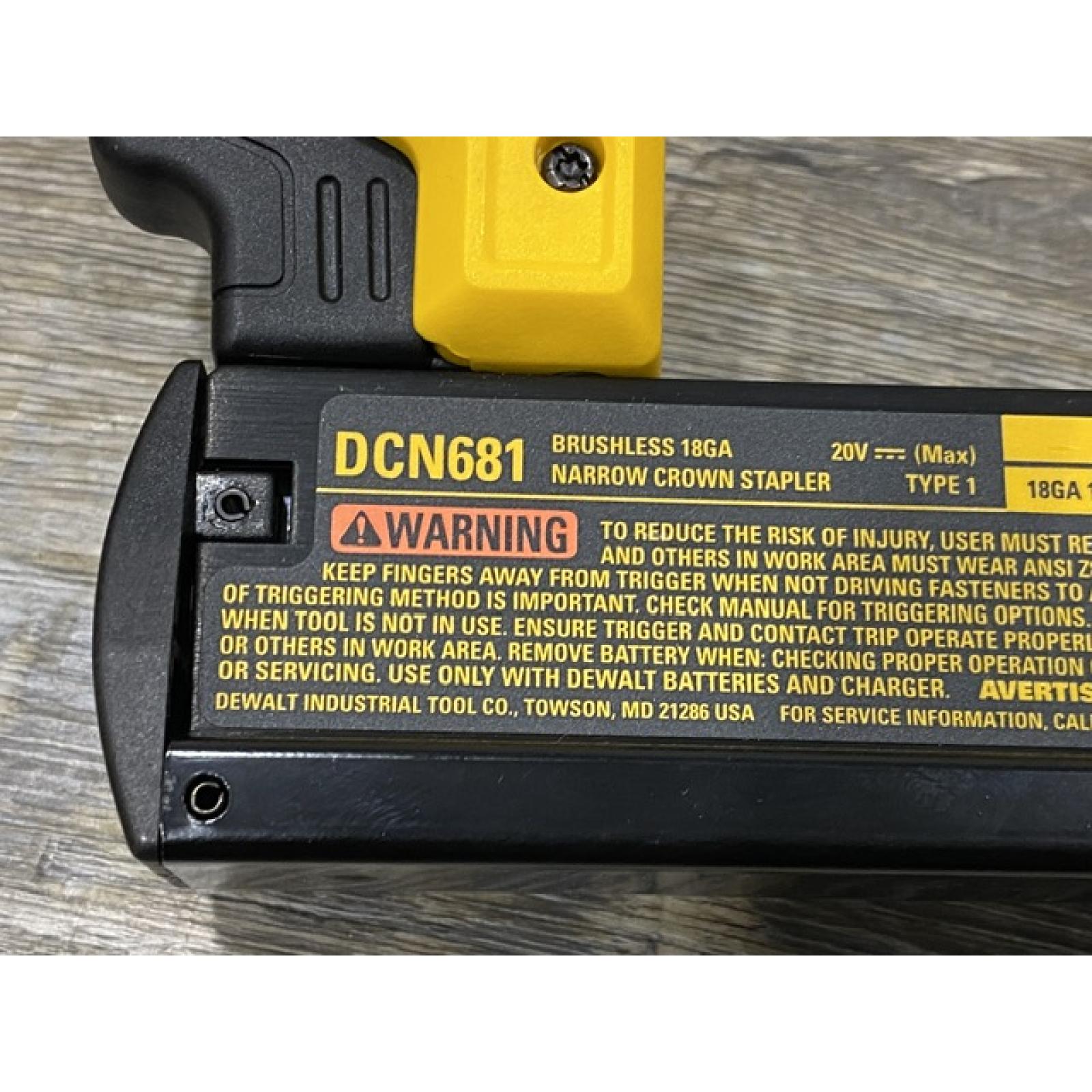 AS-IS DEWALT 20V MAX XR Lithium-Ion Cordless 18-Gauge Narrow Crown Stapler Kit