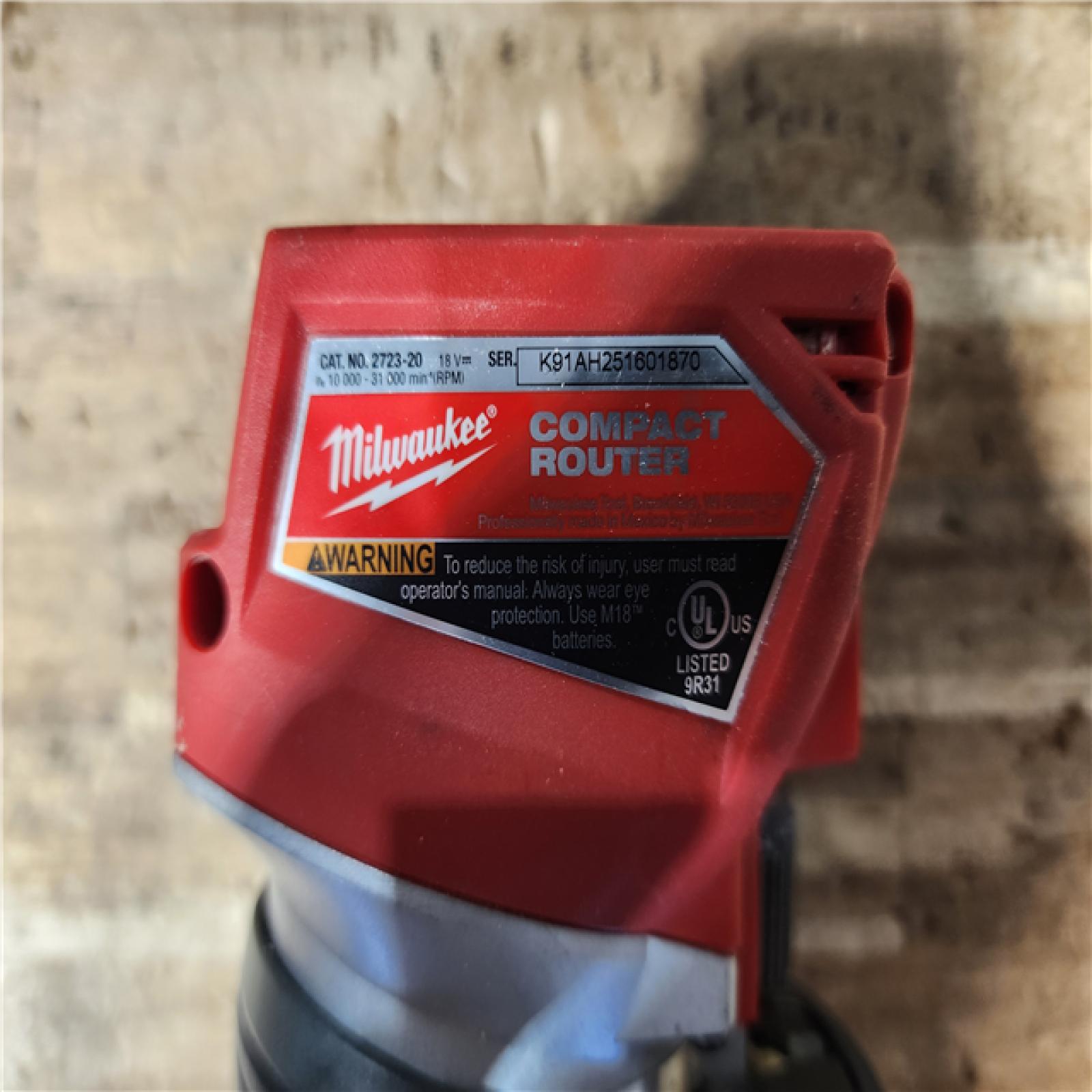 HOUSTON LOCATION - AS - IS Milwaukee FUEL 18V Lithium-Ion Brushless Cordless Compact Router (Tool-Only)