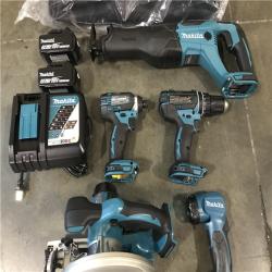California NEW Makita 18V LXT Lithium-Ion Cordless 5 Tool Combo kit W/ 2 3.0Ah Batteries And Charger