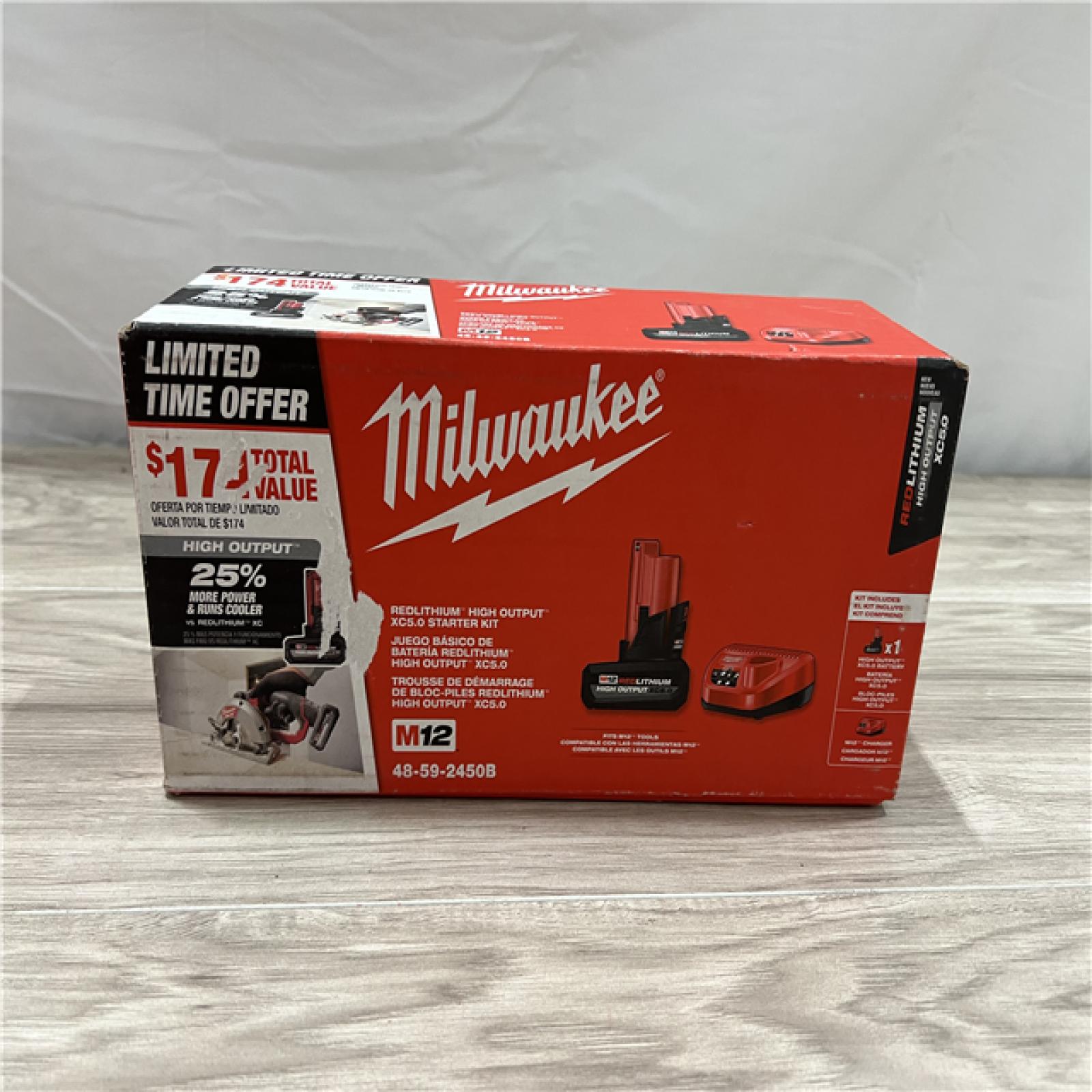 NEW Milwaukee 12-Volt Lithium-Ion XC High Output 5.0 Ah Battery Pack with Charger Starter Kit