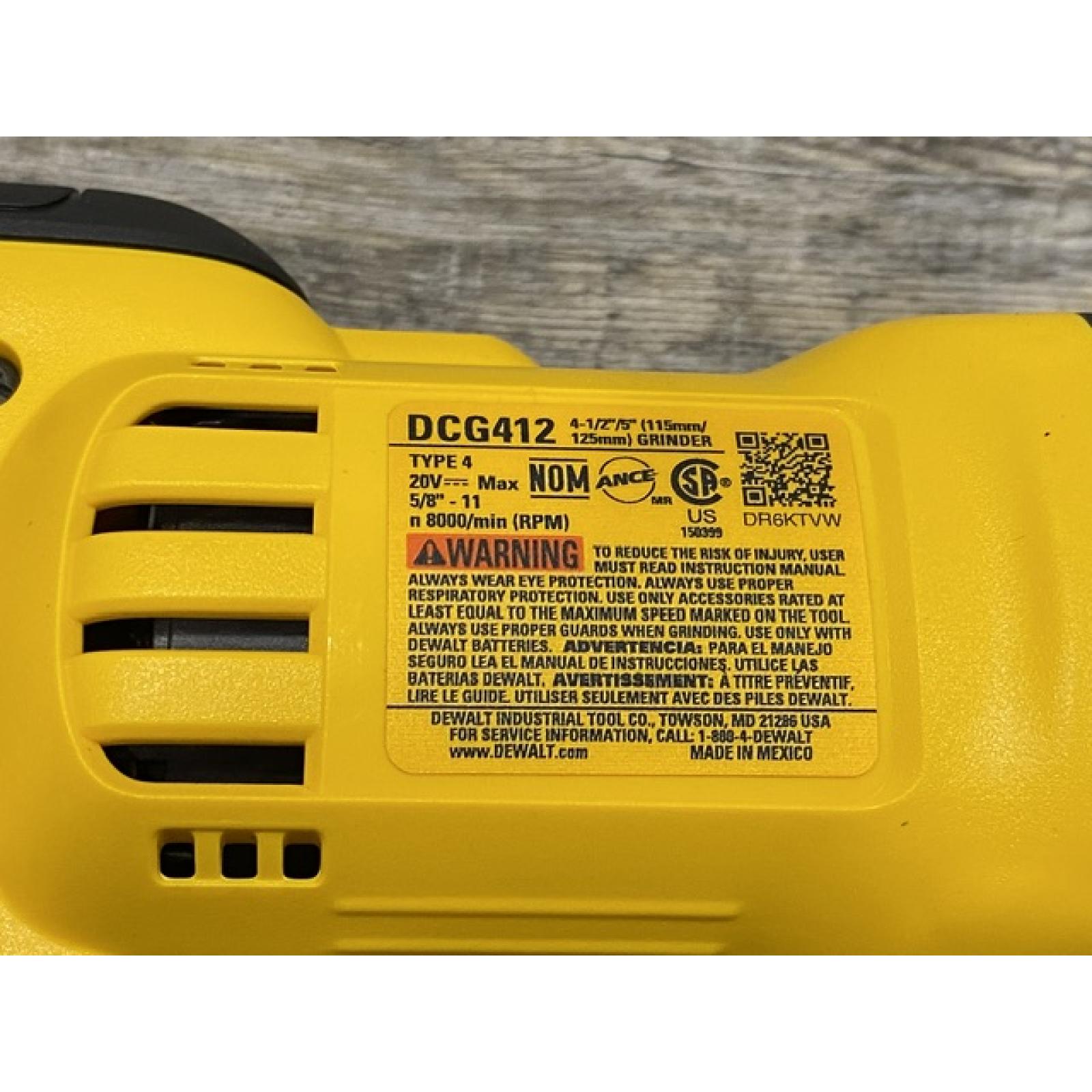 AS-IS DEWALT 20V MAX Cordless 4.5 in. - 5 in. Angle Grinder (Tool Only)