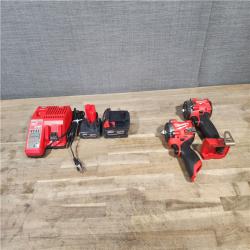 HOUSTON LOCATION - AS-IS MILWAUKEE 2 TOOL COMBO KIT W/ (2) BATTERY & CHARGER