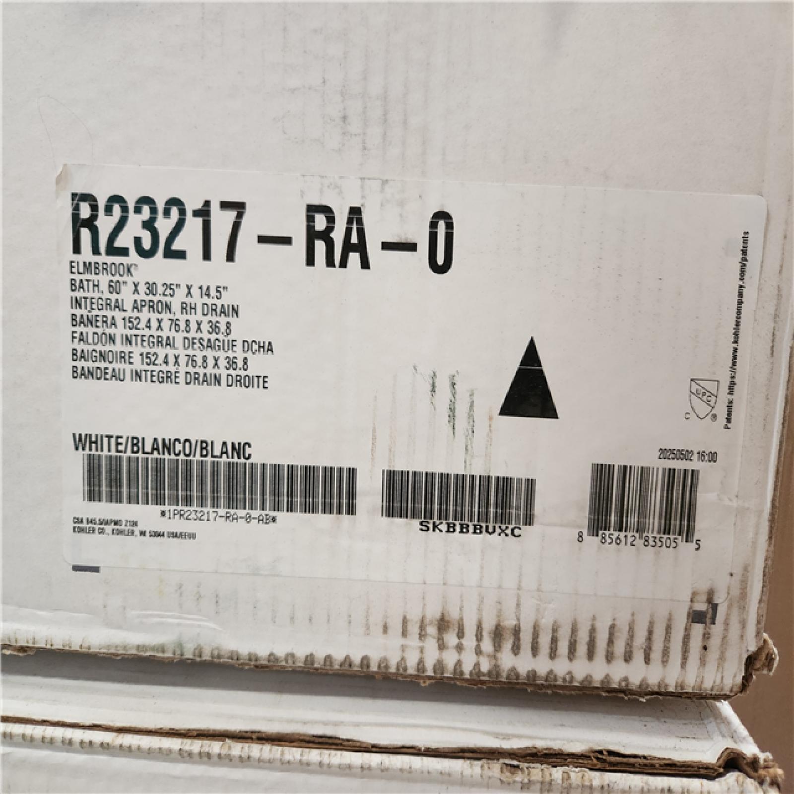 Phoenix AS-IS 2 KOHLER Elmbrook 60 in. x 30.25 in. Soaking Bathtub with Right-Hand Drain in White