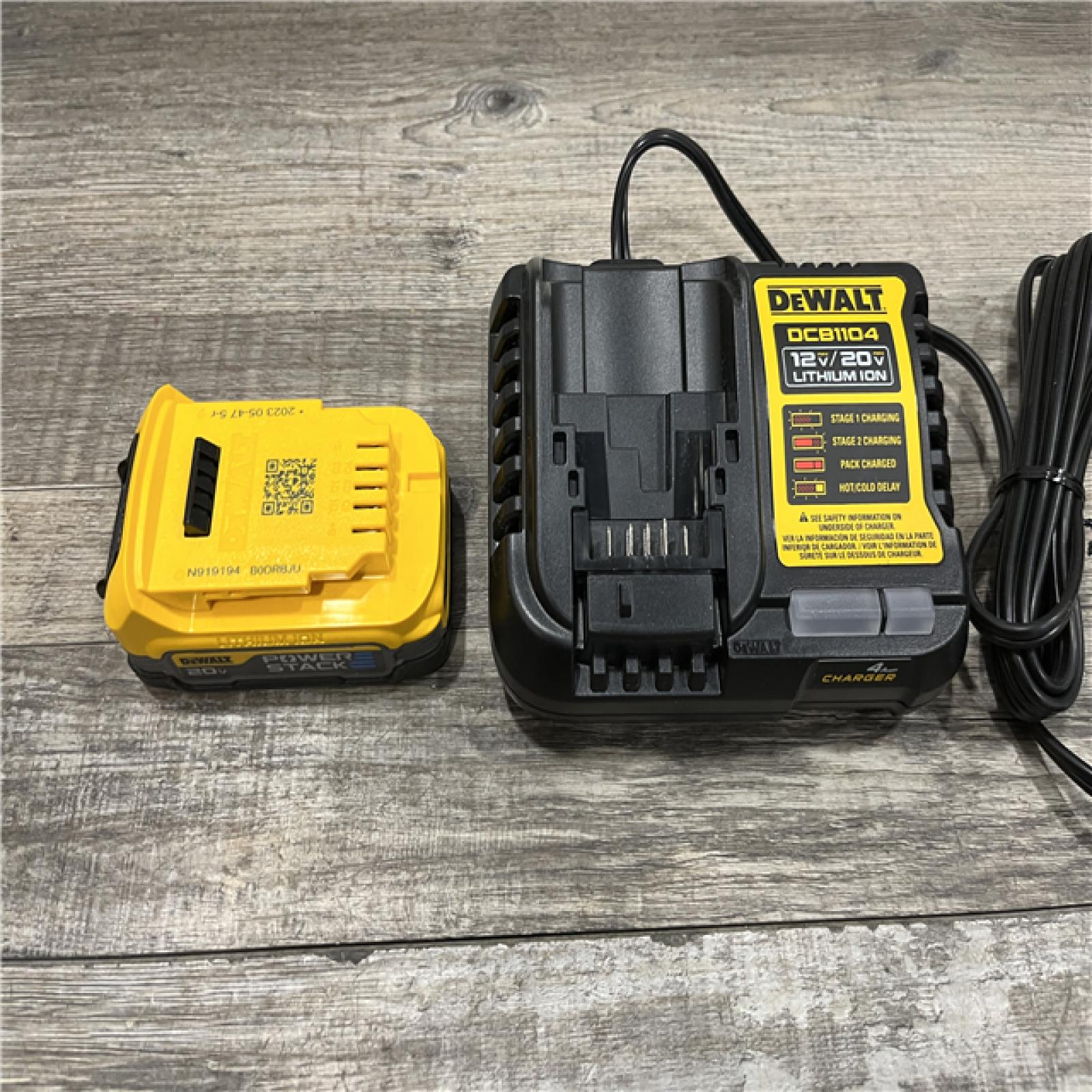 AS-IS DEWALT 20V MAX XR POWERSTACK Lithium-Ion Battery Starter Kit with 1.7Ah Battery and Charger