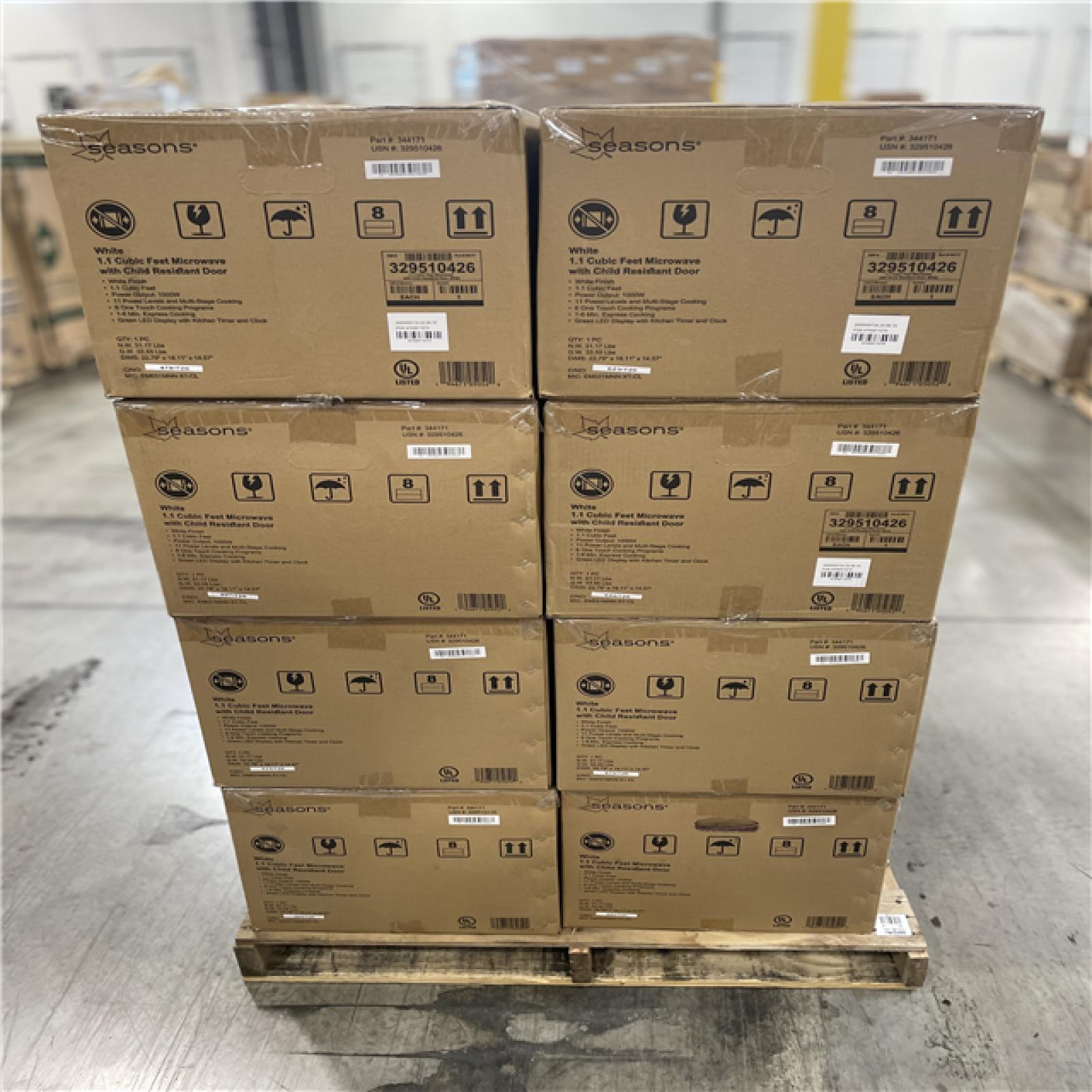 DALLAS LOCATION- Seasons 1.1 Cf White Microwave PALLET (16 UNITS)