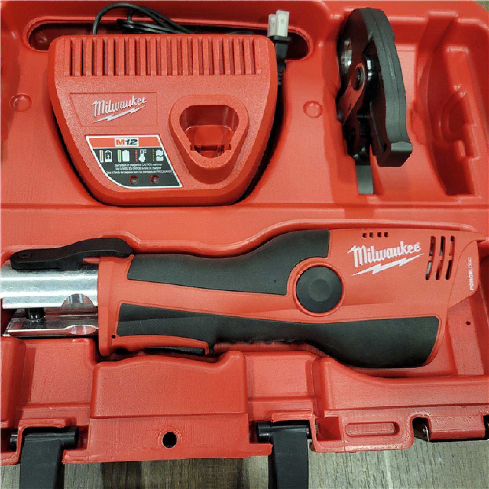 AS-IS Milwaukee M12 12-Volt Lithium-Ion Force Logic Cordless Press Tool Kit (3 Jaws Included) with Two 1.5 Ah Battery and Hard Case
